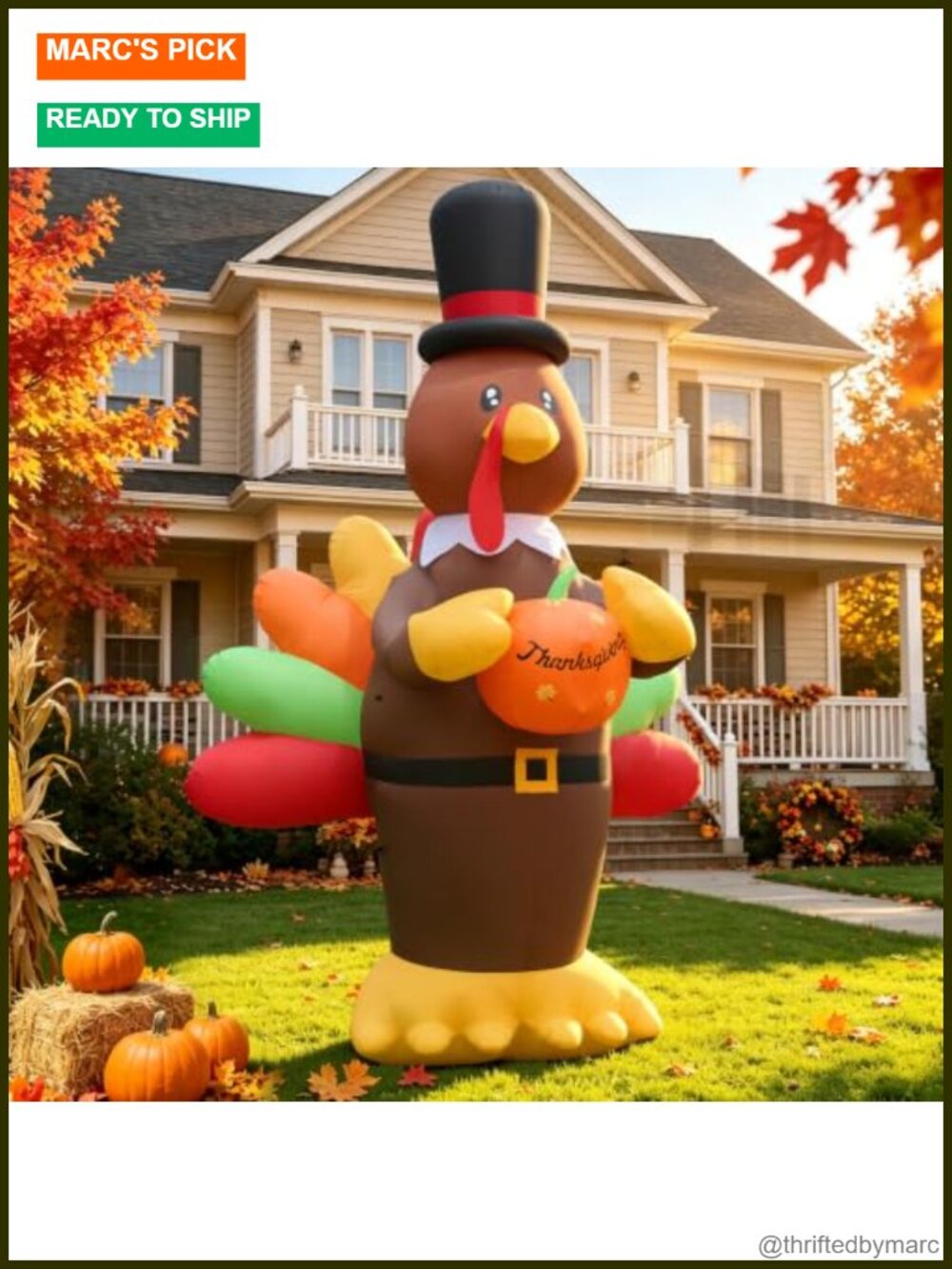14FT Inflatable Turkey Thanksgiving Yard Decor LED Blow Up